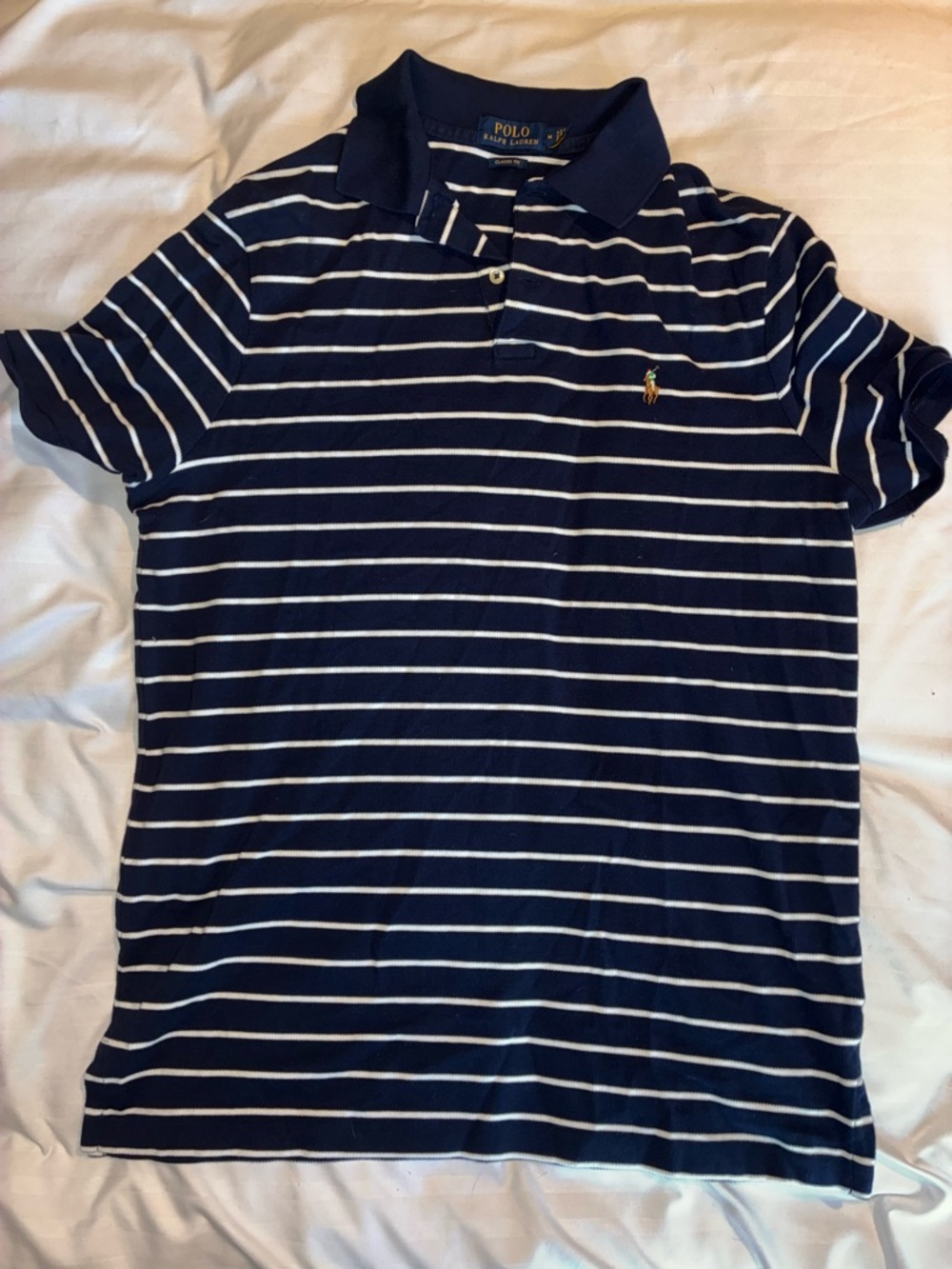 Polo Ralph Lauren Navy & White Striped Golf Polo - Picture 2 of 5